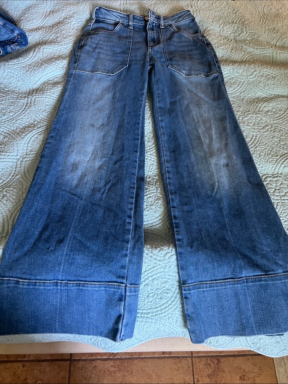 Wide Leg Blue Denim Jeans